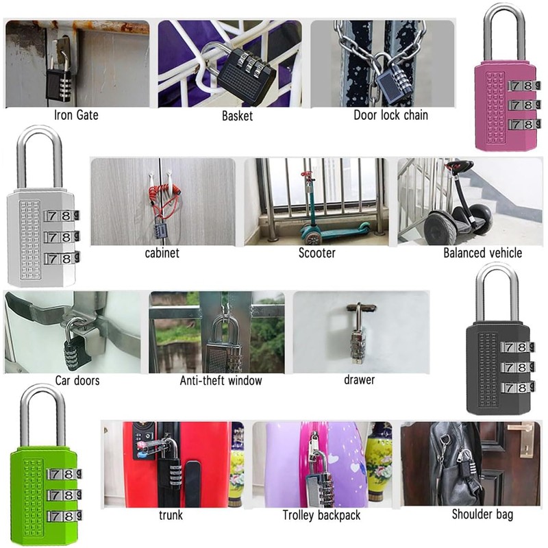 Yharnamite 4 Pcs Combination Lock for Locker, 3 Digit Combination