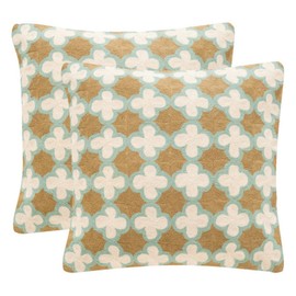 SAFAVIEH Carna Amist Green Throw Pillows (Set of 2), 20" x 20"