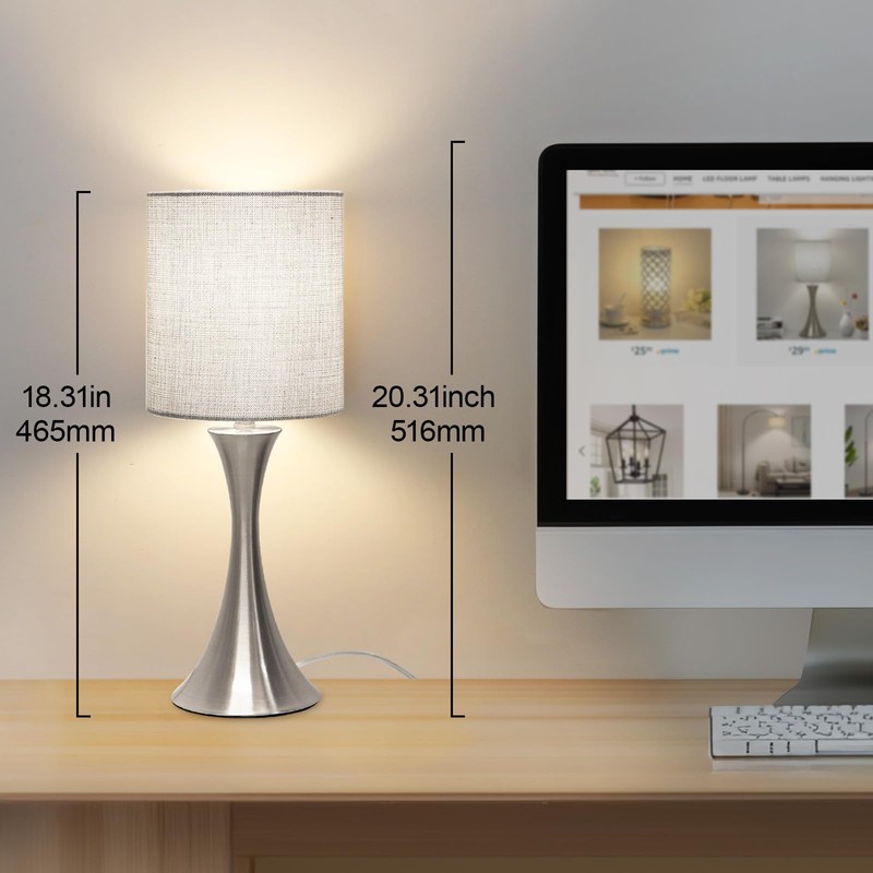 3 Way Touch Control Table Lamp, Dimmable Bedside Desk Lamp