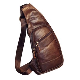 Xieben Vintage Leather Sling Chest Bag Shoulder Bag for Men Women Travelling Outdoor Shoulder Bag Backpack Daypack
