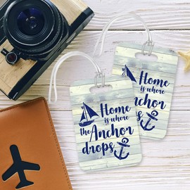 LT066 Home is Where The Anchor Drops Novelty Funny Unique Designer Gift Glossy Plastic Suitcase Luggage Tag