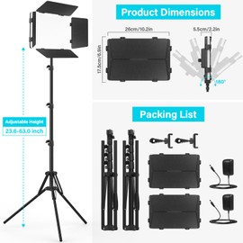 Unicucp 2 Pack LED Video Lighting Kits with Barndoor, Studio Light, 2500-8500K Dimmable Photography Lighting Kit with Tripod Stand