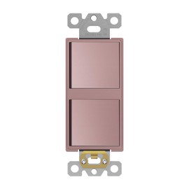 ENERLITES Double Paddle Rocker Decorator Switch, Ground Terminal, Clamp-Type Back Insert Wiring, Copper Wires Only, Single Pole, Residential/Commercial Grade, 15A 120-277VAC, 62834-RG, Rose Gold