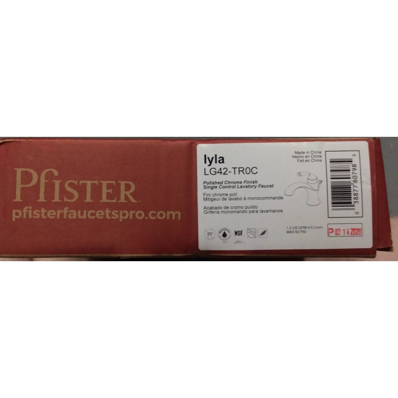 Pfister Lyla Single Control Lavatory Faucet Polished Chrome LG42-TR0C 1F1