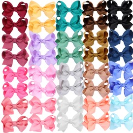 40PCS 3Inch Hair Bows for Girls,Hand-made Grosgrain Ribbon Hair Bow Alligator Clips Hair Accessories for Toddlers Baby Girls Kids Teens in Pairs (3 Inch (Pack of 40))