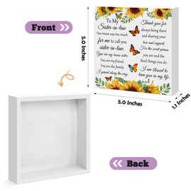 Sister in Law Gifts from Sister Best Sister in Law Birthday Gifts Mother's Day Christmas Engagement Bridal Shower Wedding Gifts for Sister in Law Desk Decor Sign Wooden Box Sign