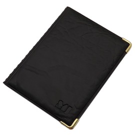 myledershop Exclusive ID card holder / ID card holder with protective corners made of metal, 10 compartments, MJ-Design-Germany, black, made in the EU, Design 1 / Black