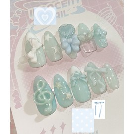 Kirakira Sky Handmade Nail Tips - Long Oval / 키라키라 스카이 수제네일팁 - 롱오벌