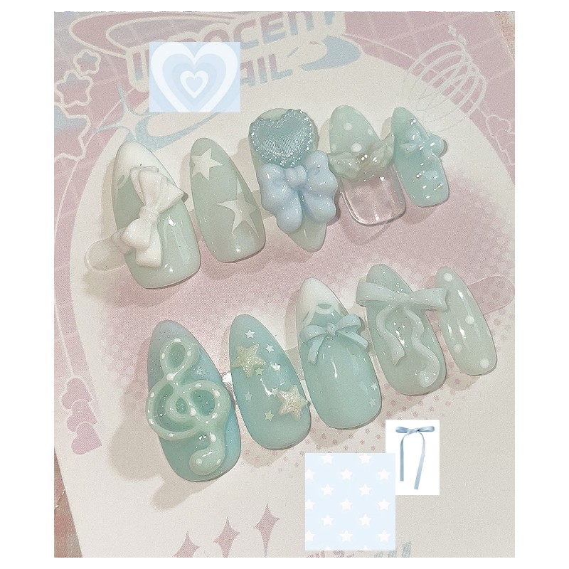 Kirakira Sky Handmade Nail Tips - Long Oval / 키라키라