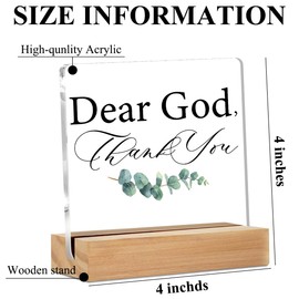 Thank You God Gifts for Women Men, Dear God Thank You Acrylic Sign, Christian Gifts for Friends Family, Shelf Decors Aesthetic Living Room Table Decor, Boho Office Decorative Signs for Home Office