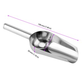 FUNSUEI Pack of 10 Ice Scoops, Stainless Steel, 19 cm, Weighing Scoop, Metal, Small, Ice Cube Scoop, Food Scoop, Filling Scoop for Kitchen, Bar, Buffet, Party, Silver