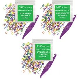 3/16 Inch Orthodontic Elastic Rubber Bands, 300 Pack, Neon, Heavy 4.5 Ounce Small Rubberbands Dreadlocks Hair Braids Fix Tooth Gap, Free Elastic Placer for Braces