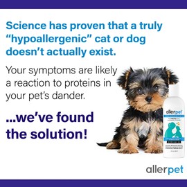Allerpet Dog Dander Remover w/Free Pair of Grooming Gloves - Best Pet Dander Remover for Allergens - for Canine Dry Skin Treatment - Good for Fur & Skin - (12oz)