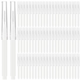 Lallisa 100 Pieces Micro Eyebrow Brush with Cap Brow Lamination Brush Eyebrow Brush Eyelash Brush Multifunctional Micro Lash Comb for Eyelash and Eyebrow Extensions Tool (White)