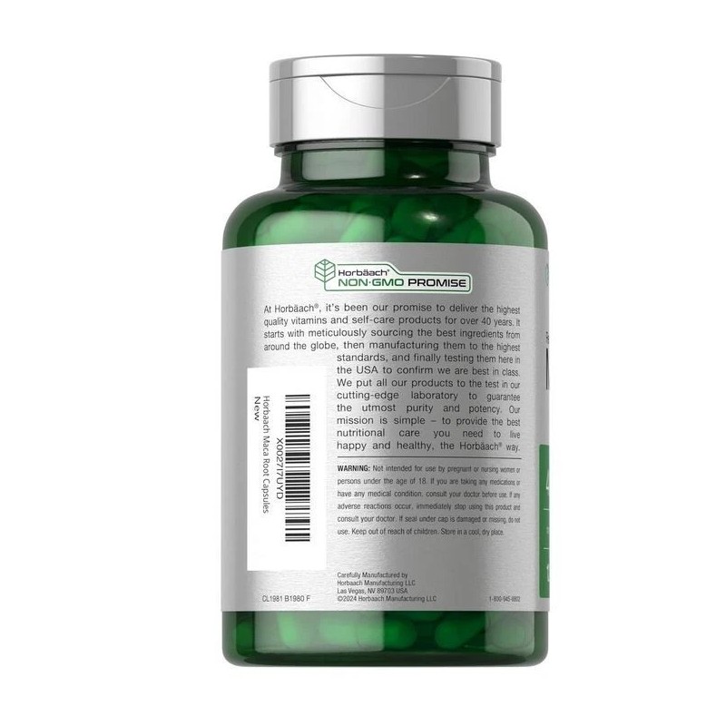 Horbäach Maca Root Capsules 4800 mg | 120 Pills |