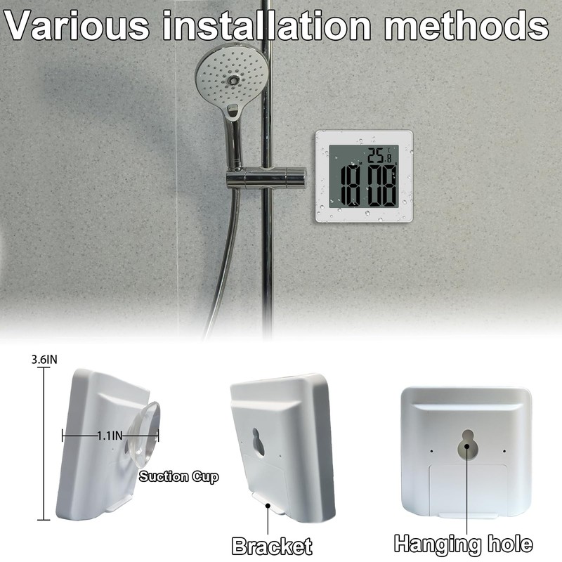 CENTOLLA Digital Shower Clock, Large LCD Display Waterproof Timer for