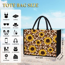 ltazhyi Sunflower Tote Bag Canvas Tote Bag For Women, Sunflower Bag Beach Tote Bag With Handles, Thank You Gifts Birthday Gifts For Mom Wife Friends, Aesthetic Tote Bag For Travel Shopping -13