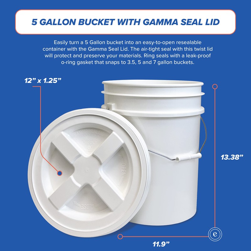 5 Gallon Bucket with Gamma Seal Screw on Airtight Lid,