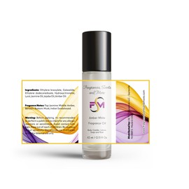 Amber White Fragrance Oil - 3 Bottles 0.33 Fl Oz Glass Roll On (10ml)