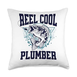 Funny Fishing Reel Cool Plumber Outdoors Throw Pillow