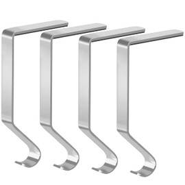 Palonu Christmas Stocking Holders Mantel Stcoking Hangers Metal Ornament Hooks Fireplace Hanger Grip for Christmas Party Decorations (4, Silver)