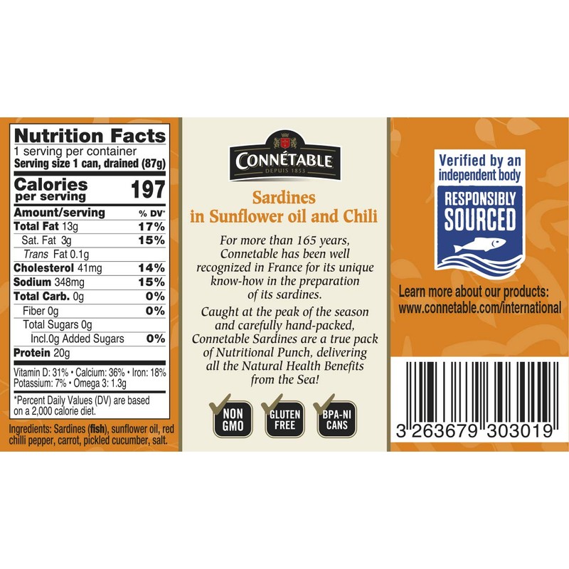 Sardines | Connetable | Sardines in Sunflower oil and Chili