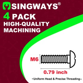 SINGWAYS Black License Plate Screws for Lexus, Toyota and Honda Models, Phillips Machine Pan Head 18-8, Stainless Steel Rear License Plate Screws, M6-1.0 x 16 mm Bolt Security T30 Drive Head - 4 PCS