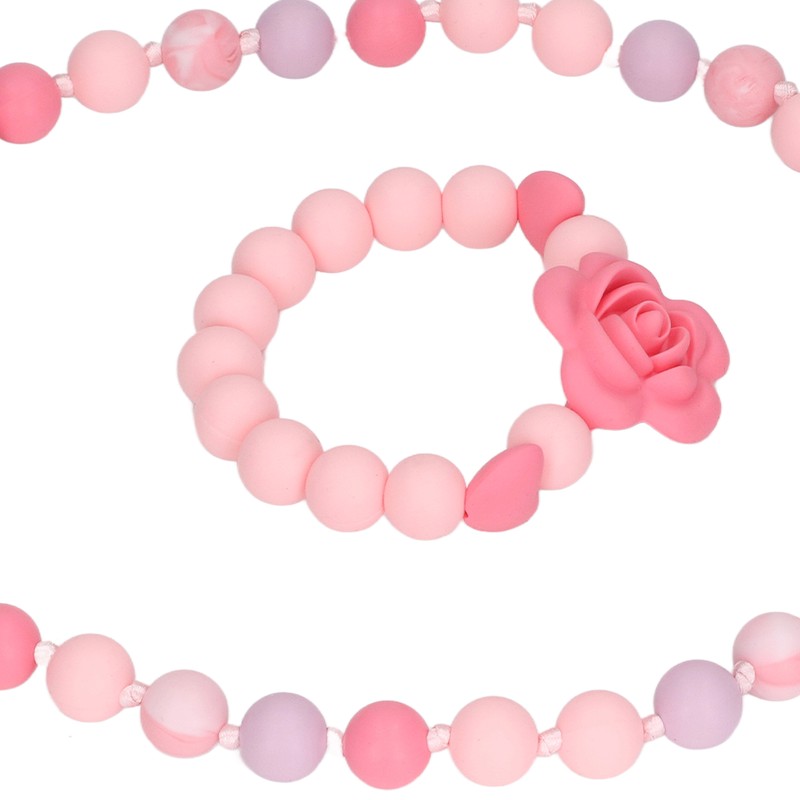 Teething Necklace Bracelet Silicone Flower Shape Design Elegant Exquisite Infant