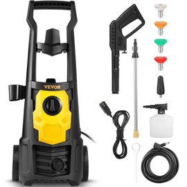 VEVOR Electric Pressure Washer, 2000 PSI, Max 1.76 GPM Power Washer w/ 30 ft Hose & Reel, 5 Quick Connect Nozzles, Foam Cannon, Portable to Clean Patios, Cars, Fences, Driveways, ETL Listed - Whether Hose Reel is: Without Hose Reel, Water Flow Rate: 1.76