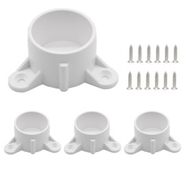 Biaungdo 2 Inch PVC Table Leg Cap Fittings Furniture Grade Rod Holder White Screw Tab Caps with Mounting Screws for Making Storage Shelves Support Feet (4 Pcs)