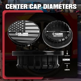 InTimesAuto 59MM 2.3 Inch Wheel Center Caps Rim Wheel Center Hub Caps, Pack of 4 Gloss Black with American Flag