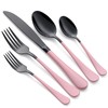 Onlycooker 20-Piece Black and Red Silverware Set 18/0 Stainless Steel
