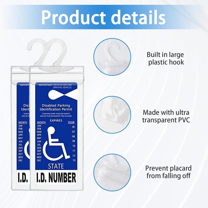 Dickno 2 PCS Handicap Placard Holder, 11.6" x 5" Ultra