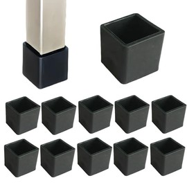 Mcoser 10Pcs Black Square Plastic & Rubber Non-Slip Furniture Leg Caps, 20MM, Chair Tables Desk End Caps