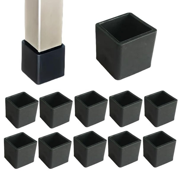 Mcoser 10Pcs Black Square Plastic & Rubber Non-Slip Furniture Leg