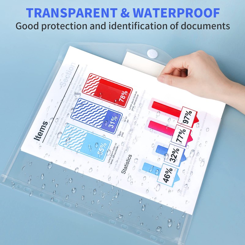 Pack of 14 A4 Document Wallets - Transparent Document Folder