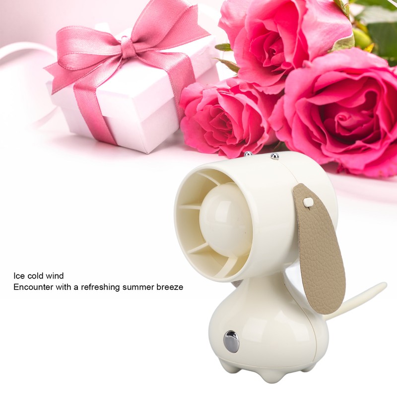 Handheld Fan Cute Cartoon Dog Shaped 3 Speeds Rechargeable Portable