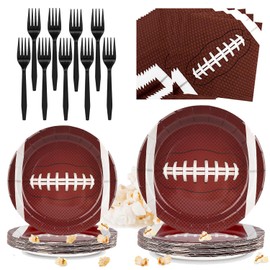 96 Pcs Football Party Supplies Bundle Paper Plates Napkins Sports Sports Party Birthday Decorations Favors For Kids