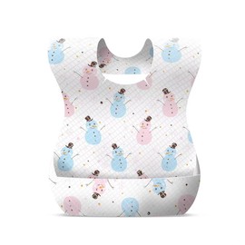 ZAHADA Disposable Apron Baby Bib 60-Piece Set, Drool Catcher, Mealtime Apron, Non-Woven, Waterproof Bib, Apron for Children, Baby, No Washing Required, Portable and Convenient for New Parents, Snowman