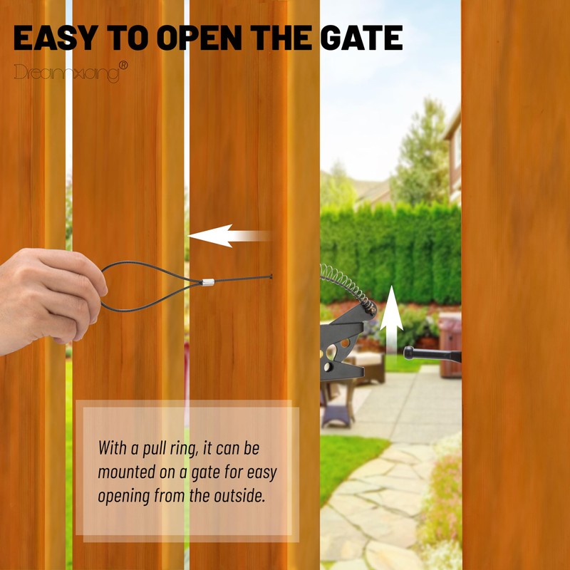 Self Locking Gate Latches with Spring Cable Pull, Post Mount