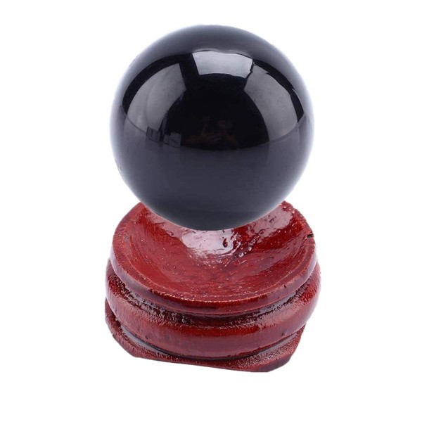 Hztyyier Crystal Ball, Black Obsidian Crystal Ball Decorative Ball Fortune Telling Ball with Wooden Stand