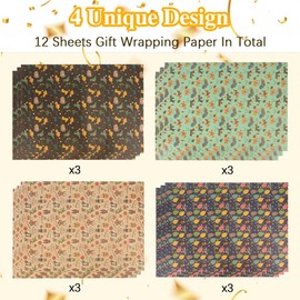 rugwioyu Happy Birthday Wrapping Paper 12 Sheets 20 x 27 inches 4 Style Funny Gift Wrapping Paper