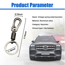 KANDUJIMU 2PCS Retro Style Simple Strong Carabiner Keychain, Metal Car Key Ring with Clip Spring Fixed, Universal Auto Fob Key Keychain Holder, Vehicle Accessories for Men and Women (Blakc)