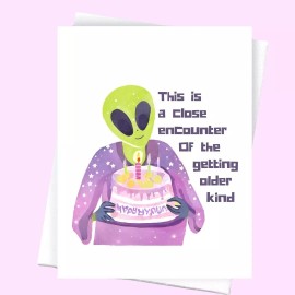 Cryptic Paper Co Alien getting older funny birthday card with envelope