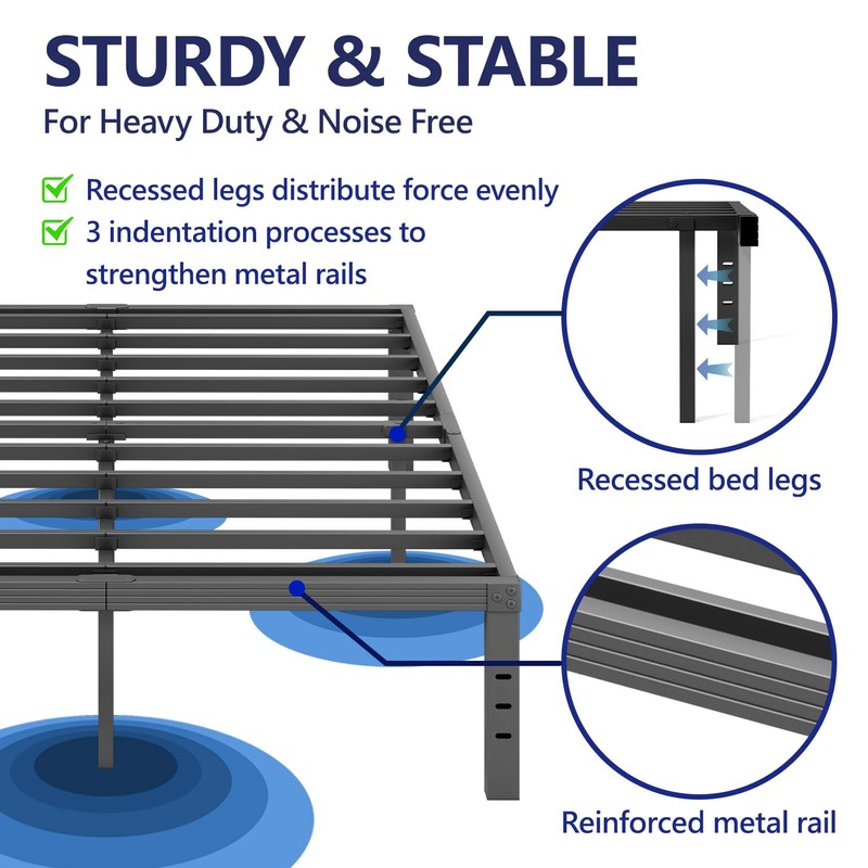 Furnitui 12 Inch High Metal Queen Bed Frame, Platform Bed