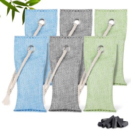 HOTUT Bamboo Charcoal Air Purifying Bags,6×75g Natural Activated Charcoal Bags,Removes Odors and Moisture,Activated Charcoal Bags Odor Absorber,Bags Odor Eliminator for Home,Car,Pets,Bathroom