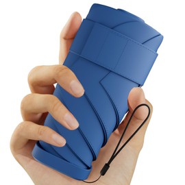 Windproof Mini Travel Folding Umbrella - UPF 50+ Sun & Rain Protection, Small Compact Lightweight Design Fits in Pocket or Bag, Eco-Friendly Fabric Wallet Umbrella for Commuter, Men Women Boys Girls