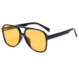 Movoja - All Black Orange Eyeware - Orange Sunglasses - With Unisex Aesthetics - 100% UV 400 Protection - UV400 Tested - Yellow Lenses Orange Lenses Fear Looting, orange