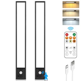 Under Cabinet Lights Wireless w/Remote,2500mAh USB LED Motion Sensor Light Indoor Rechargeable Magnetic Closet Lights Battery Operated,Under Counter Lights for Kitchen,Wardrobe,Hallway,Stairs,Shelf