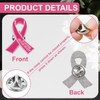 WANDIC 50 Pcs Rose Pink Ribbon Metal Pins, Memorial Ribbon